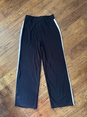 Move theology Black Wide-Leg Track Pants with White Side Stripe large